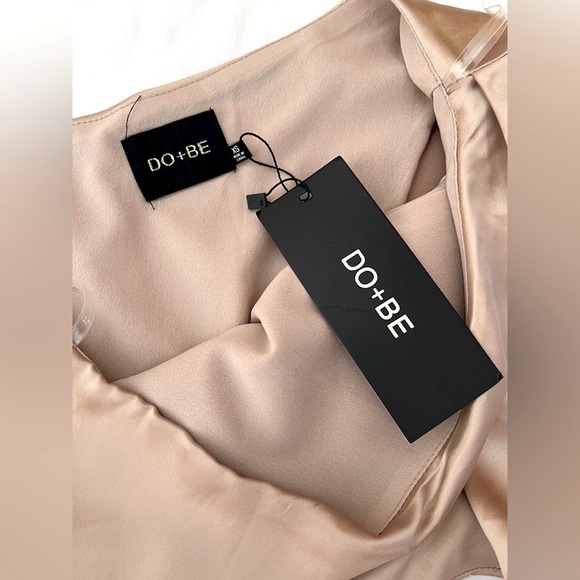 NEW DO+BE One Shoulder Satin Champagne Dress Cocktail Evening Party Night Out XS - Picture 5 of 11